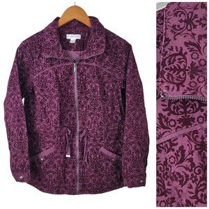 Christopher Banks Size Small Jaquard Velvet Jacket Velour Purple Cinch Waist